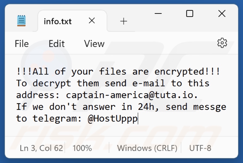 Archivo de texto del ransomware Deep (Phobos) (