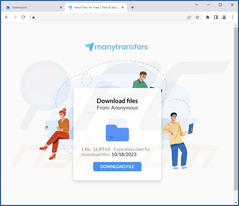 Sitio web utilizado para promocionar la extensión Google Drive falsa