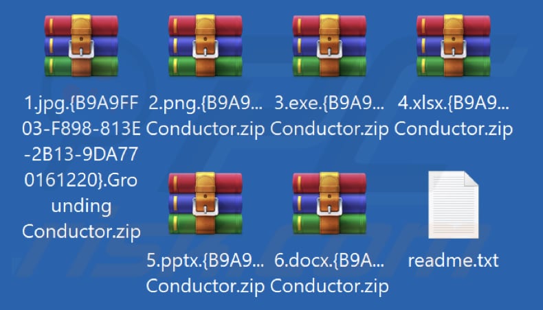 Archivos cifrados por el ransomware Grounding Conductor