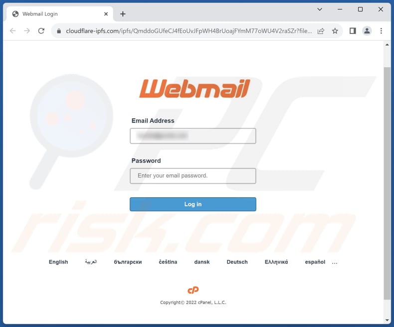 Página web de phishing 