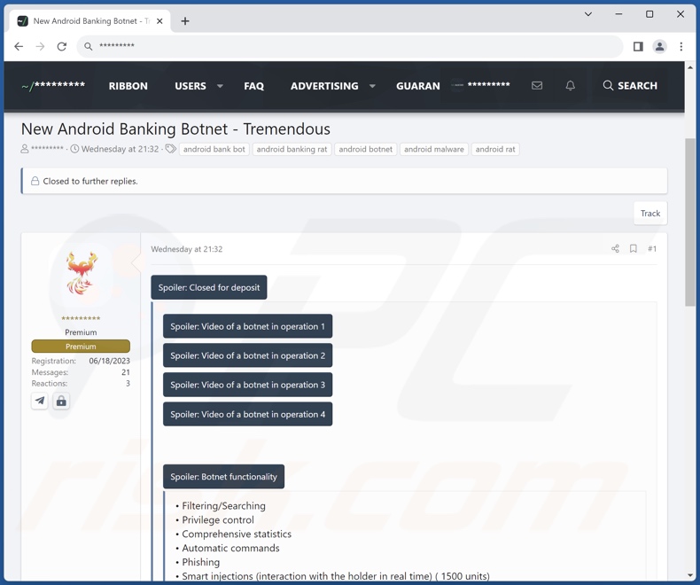 Malware Tremendous promocionado en Internet