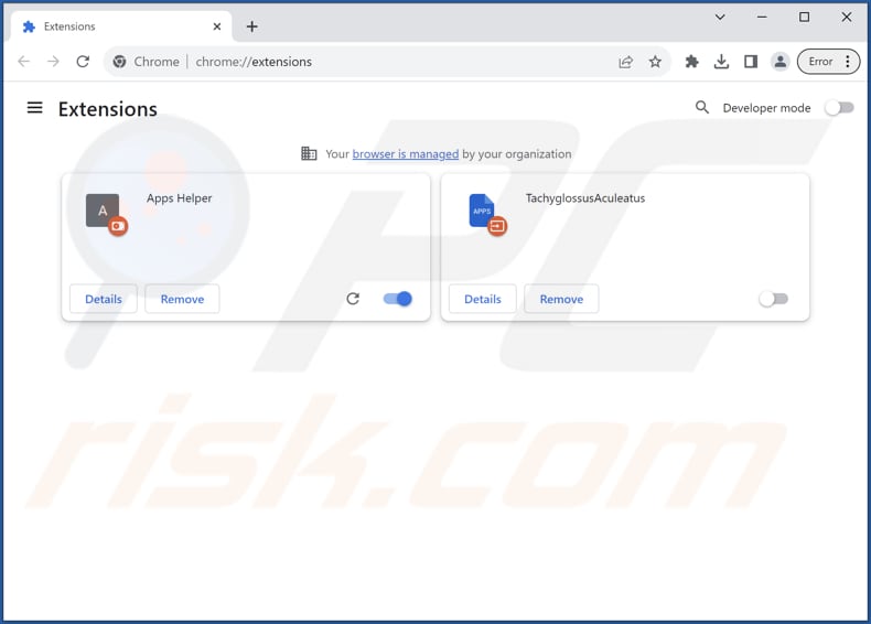 Cómo eliminar la extensión maliciosa Apps Helper de Google Chrome paso 2
