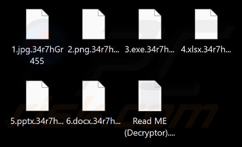 Archivos cifrados por el ransomware EARTH GRASS (extensión .34r7hGr455)