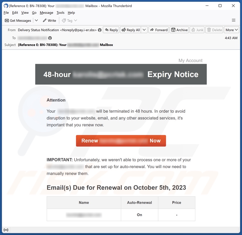 Campaña de spam por correo electrónico