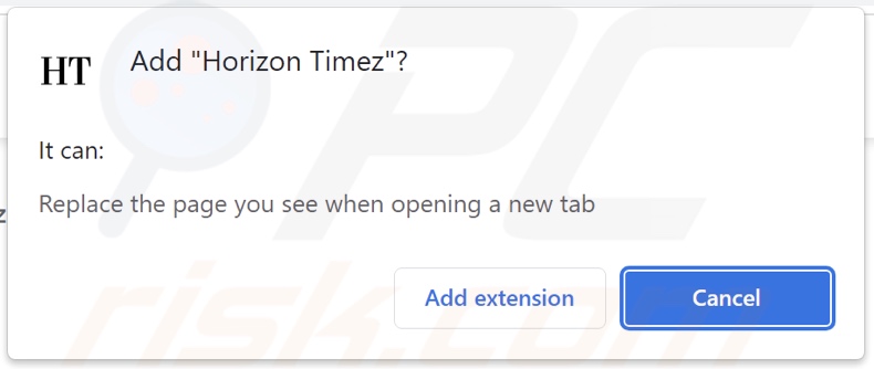 Secuestrador del navegador Horizon Timez pidiendo permisos