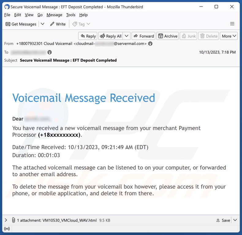 Campaña de spam por correo electrónico 
