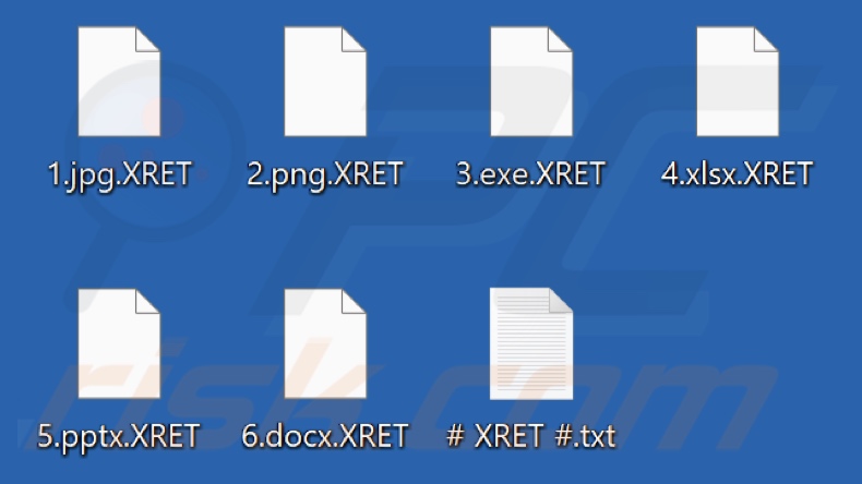 Archivos encriptados por el ransomware Xret (extensión .XRET)
