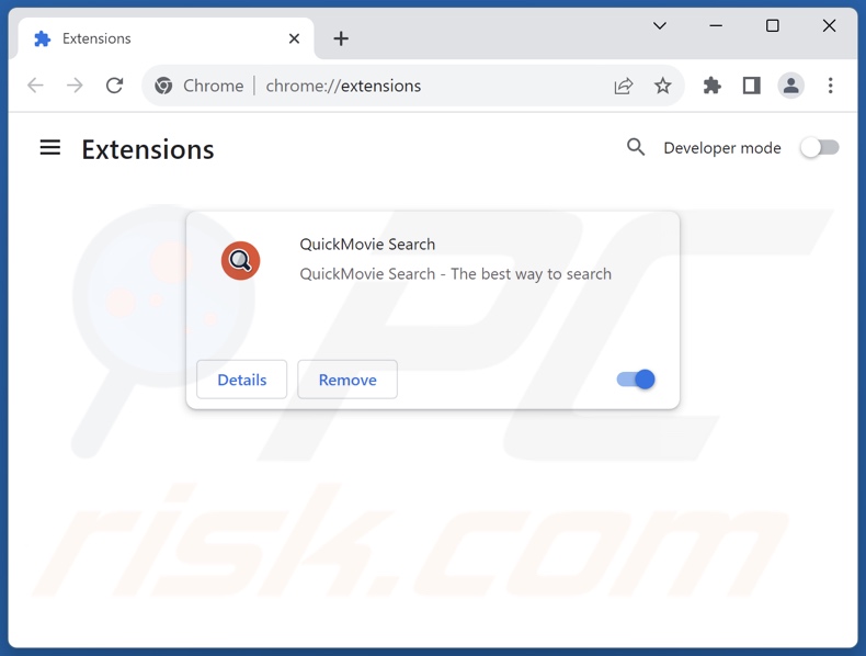 Cómo eliminar las extensiones de Google Chrome relacionadas con search.quickmovietab.com
