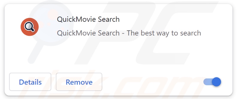 Extensión secuestradora del navegador QuickMovie Search