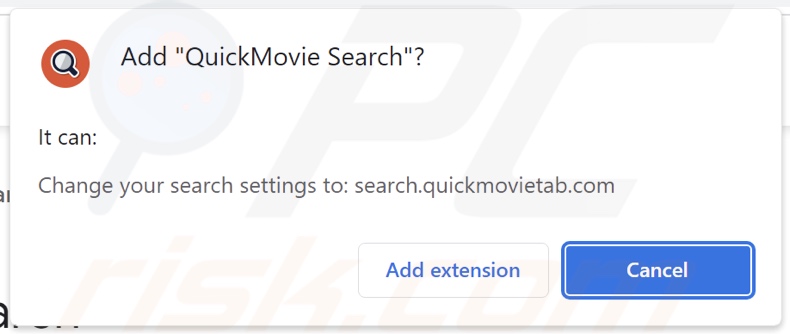 QuickMovie Search secuestrador del navegador pidiendo permisos