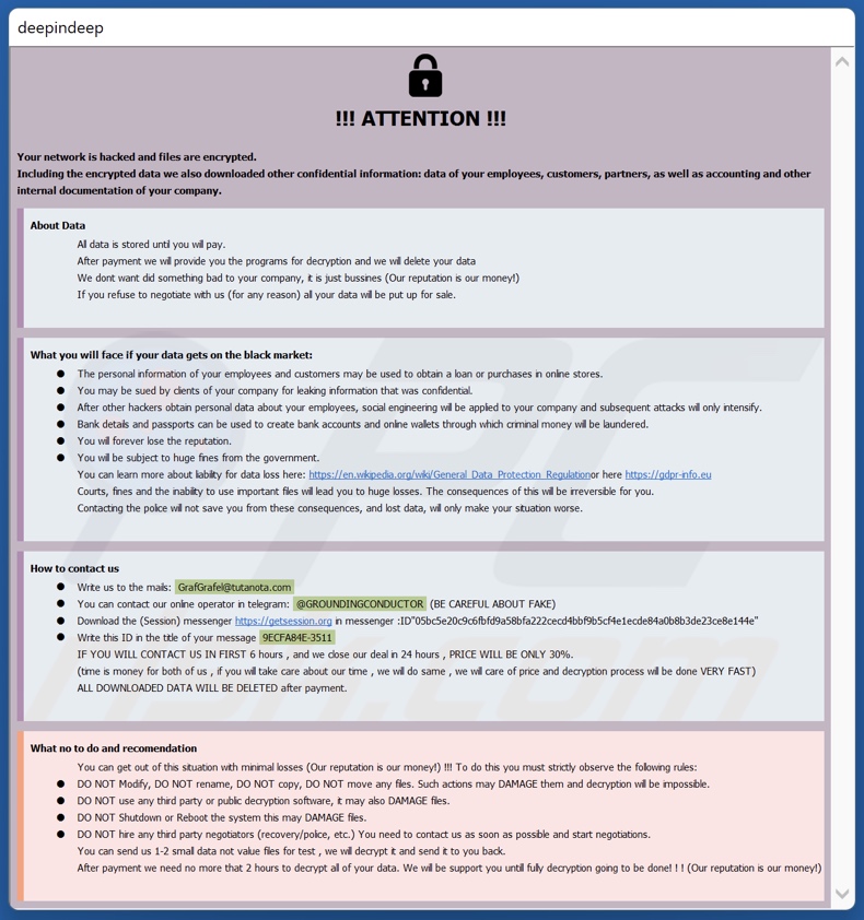Nota de rescate del ransomware GrafGrafel (info.hta)