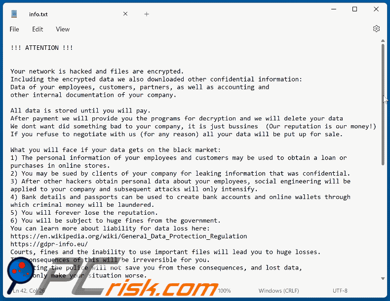 Archivo de texto del ransomware GrafGrafel (