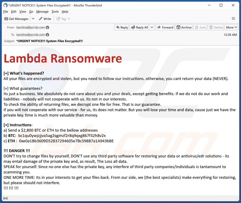 Campaña de spam del ransomware Lambda