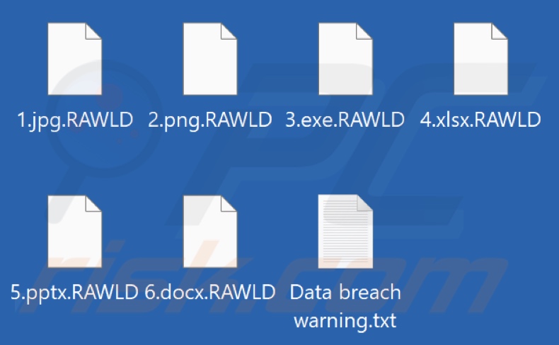 Archivos cifrados por el ransomware RA World (extensión .RAWLD)