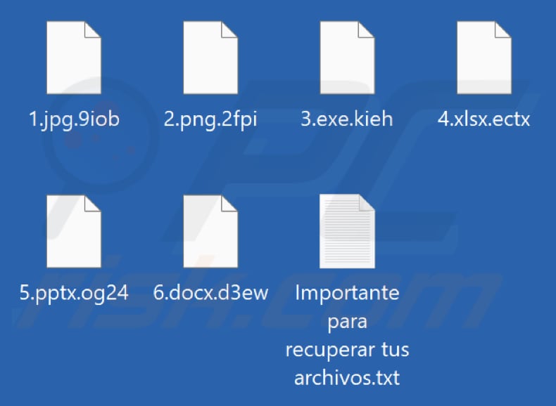Archivos cifrados por el ransomware Z912 (extensión aleatoria)