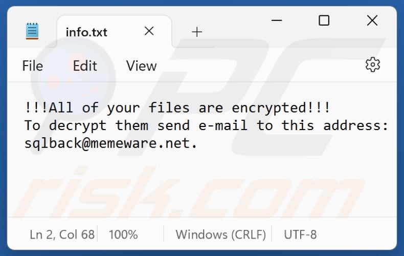 Archivo de texto del ransomware 2700 (info.txt)