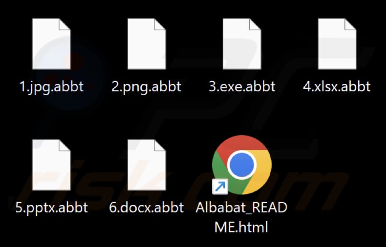 Archivos cifrados por el ransomware Albabat (extensión .abbt)