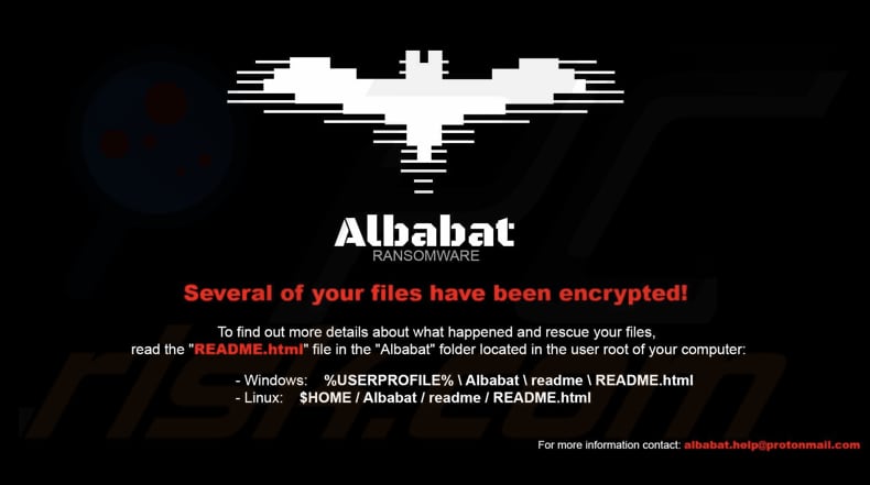 Fondo de escritorio del ransomware Albabat