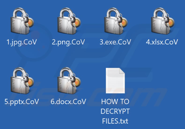 Archivos cifrados por el ransomware CoV (extensión .CoV)