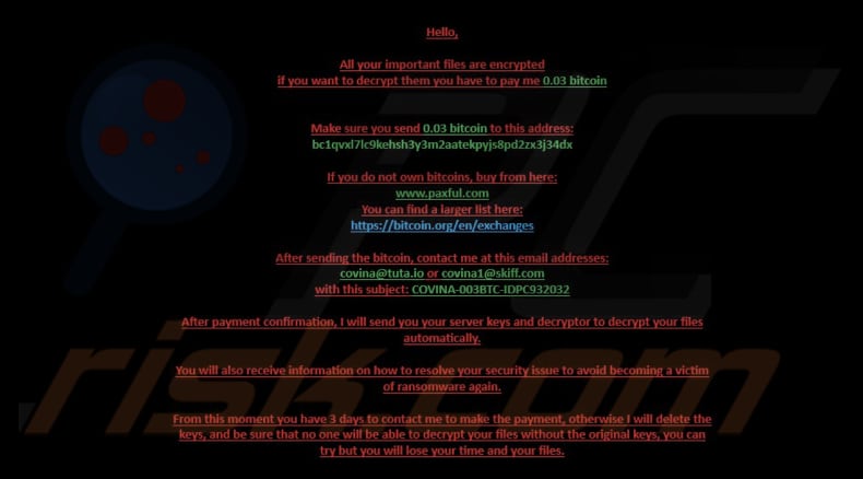 Fondo de escritorio del ransomware CoV