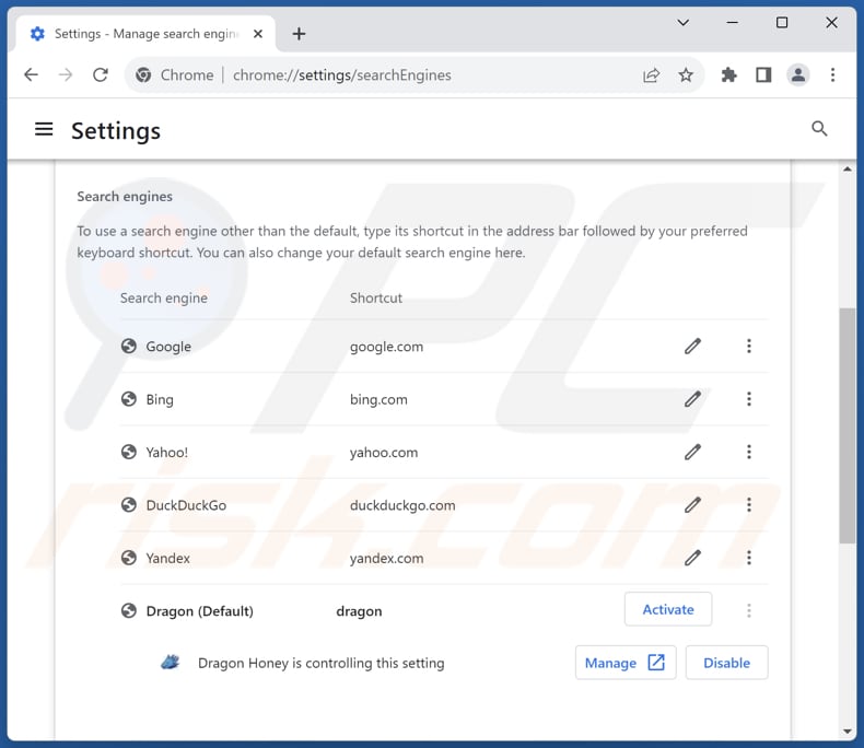 Eliminar dragonboss.solutions del motor de búsqueda predeterminado de Google Chrome