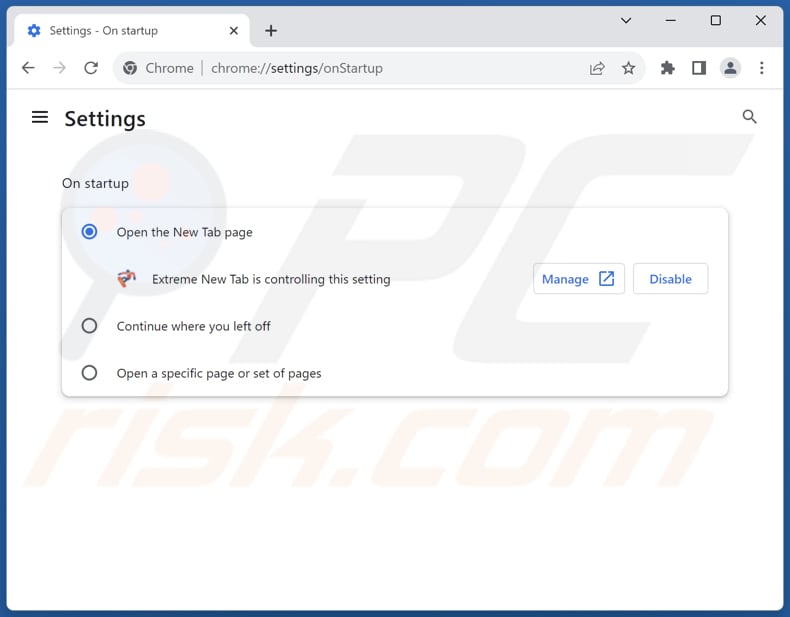 Eliminar extremenewtab.com de la página de inicio de Google Chrome