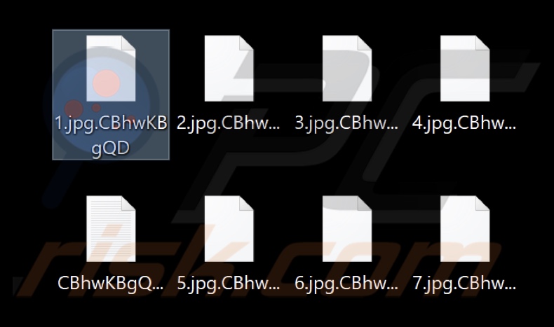 Archivos cifrados por el ransomware Kasseika (extensión compuesta por una cadena de caracteres aleatorios)