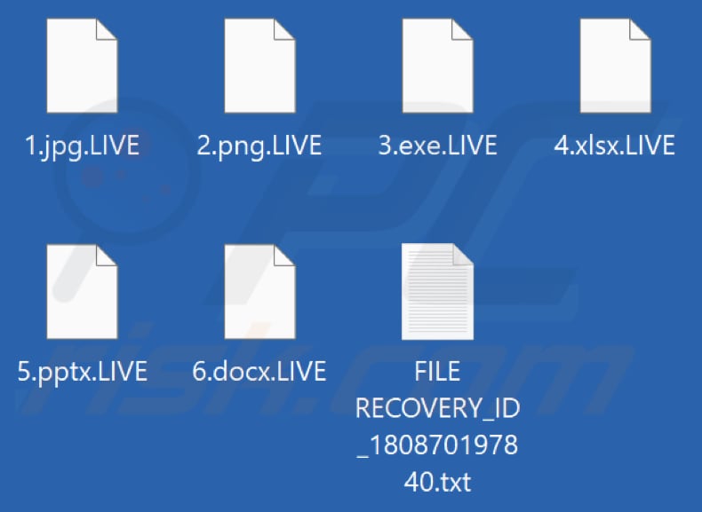 Archivos cifrados por el ransomware LIVE TEAM (extensión .LIVE)
