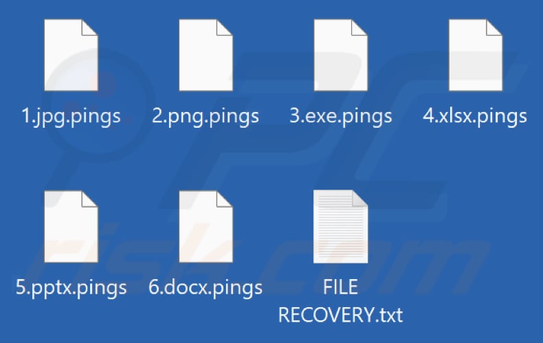 Archivos cifrados por el ransomware Pings (extensión .pings)