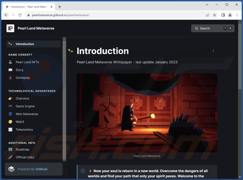Sitio web del Pearl Land Metaverse (cambio de marca de PureLand)