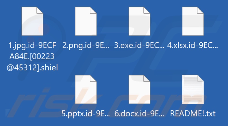 Archivos cifrados por el ransomware Shiel (extensión .shiel)