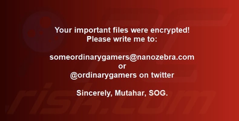 Fondo de escritorio del ransomware SomeOrdinaryGamers Mutahar