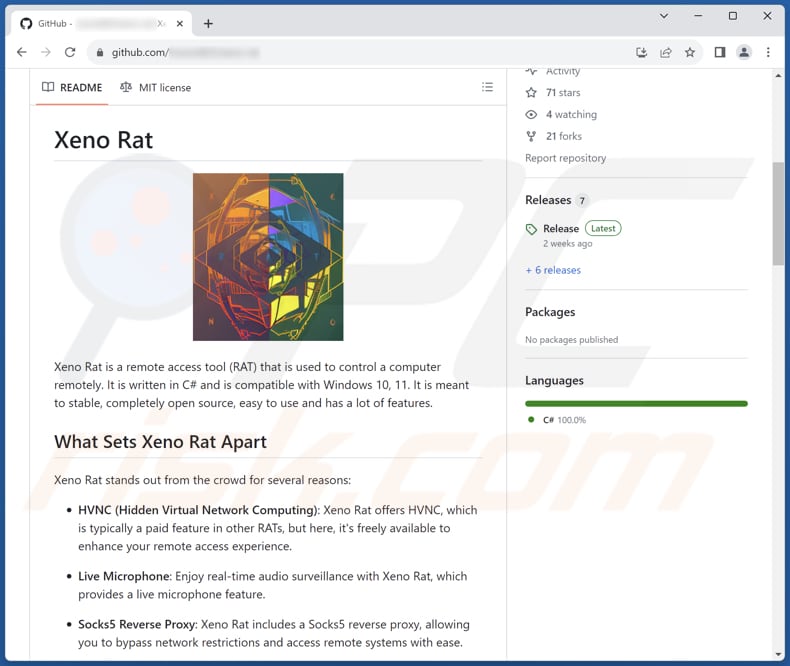 Xeno RAT en GitHub