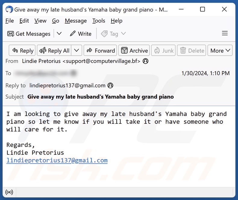 Correo electrónico spam de Yamaha Baby Grand Piano (1)