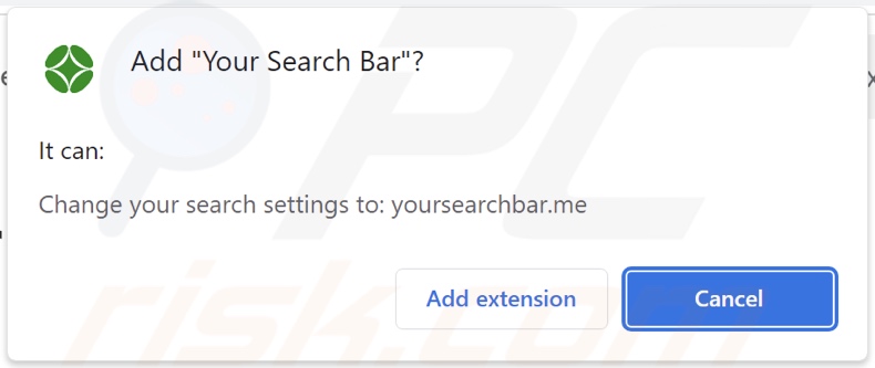 El secuestrador del navegador Your Search Bar pidiendo permisos