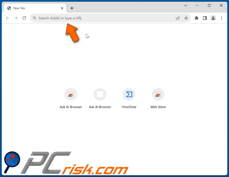 Resultados de Ask AI browser hijacker askaibrowser.com
