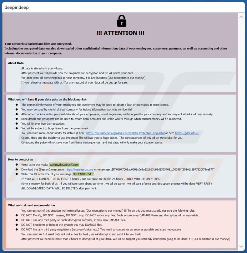 Nota de rescate del ransomware BackMyData (info.hta)
