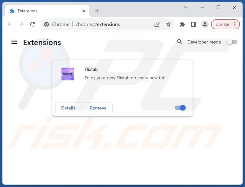 Eliminación de las extensiones de Google Chrome relacionadas con flixtab.com