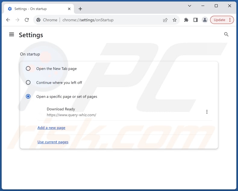 Eliminación de query-whiz.com de la página principal de Google Chrome