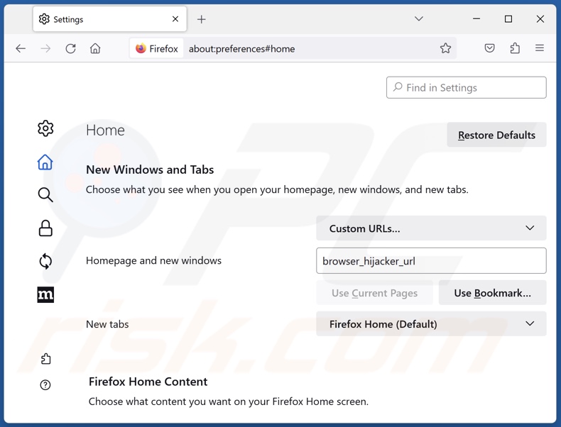 Cambiar la página de inicio de Mozilla Firefox