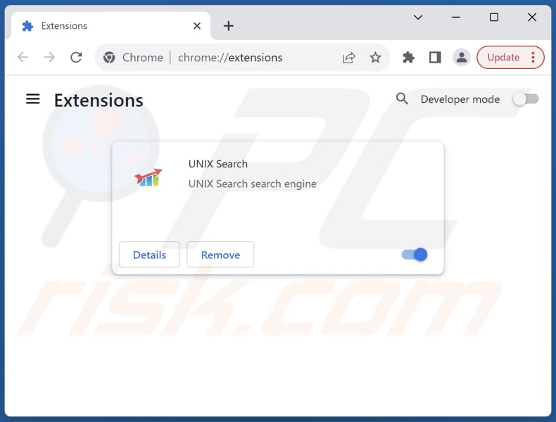 Eliminar extensiones de Google Chrome relacionadas con unixsearch.com