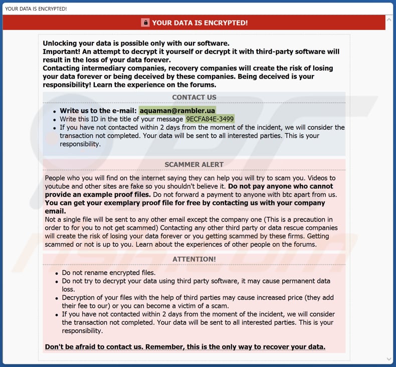 Ventana emergente del ransomware Water (info.hta)