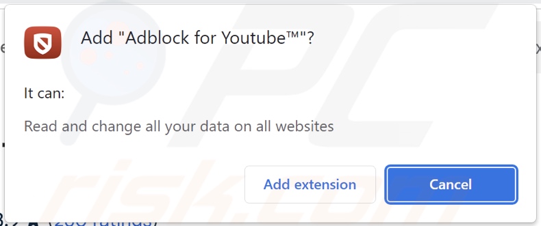 Adblock for Youtube pide varios permisos