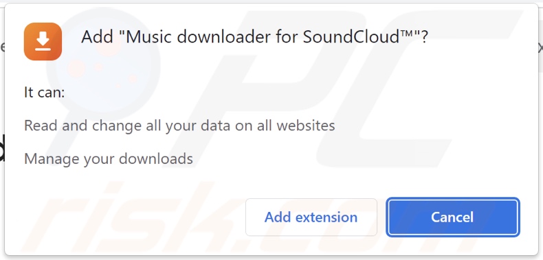 Music downloader for SoundCloud™ pidiendo varios permisos