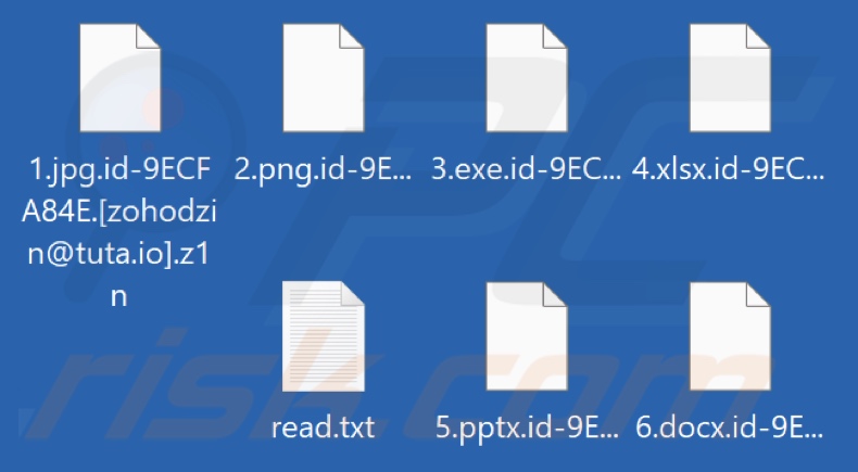 Archivos cifrados por el ransomware Z1n (extensión .z1n)