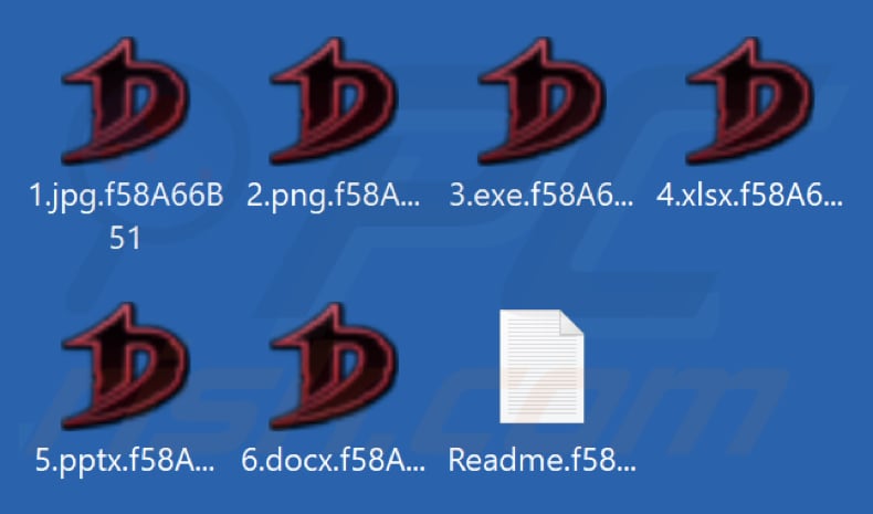 Archivos cifrados por el ransomware DoNex (ID de la víctima como extensión)