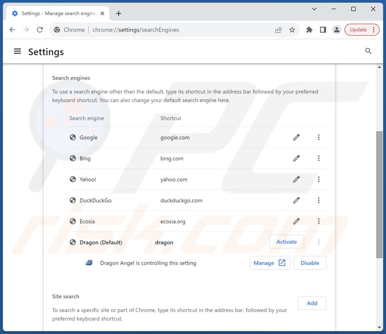 Eliminar dragonboss.solutions del motor de búsqueda predeterminado de Google Chrome