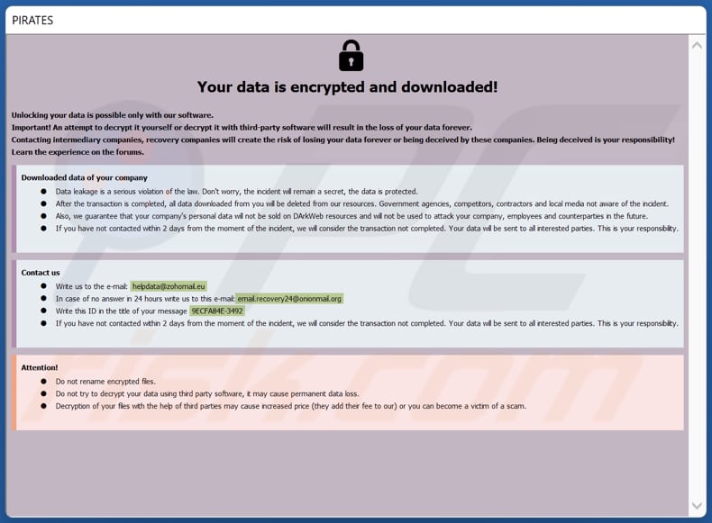 Ventana emergente del ransomware ELITTE87