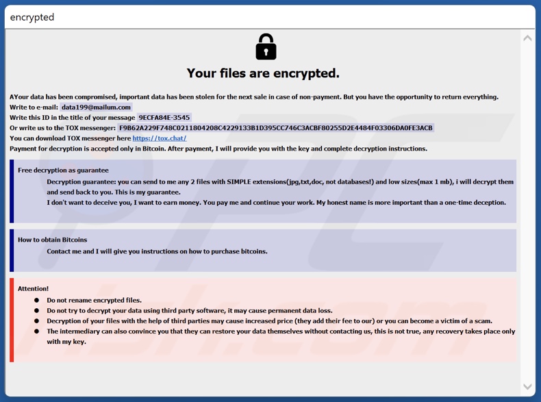 Archivo HTA del ransomware FORCE (