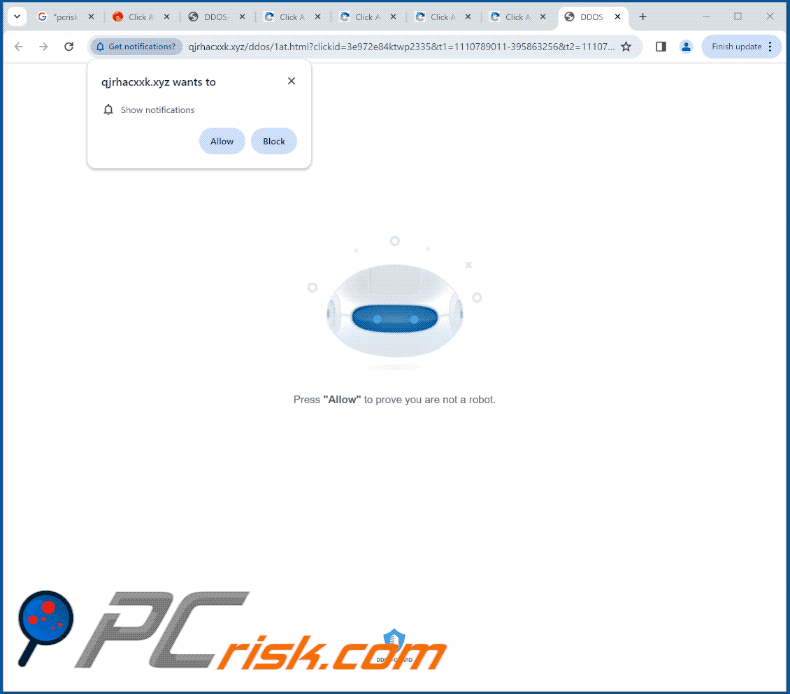 Aspecto del sitio web de qjrhacxxk[.]xyz (GIF)